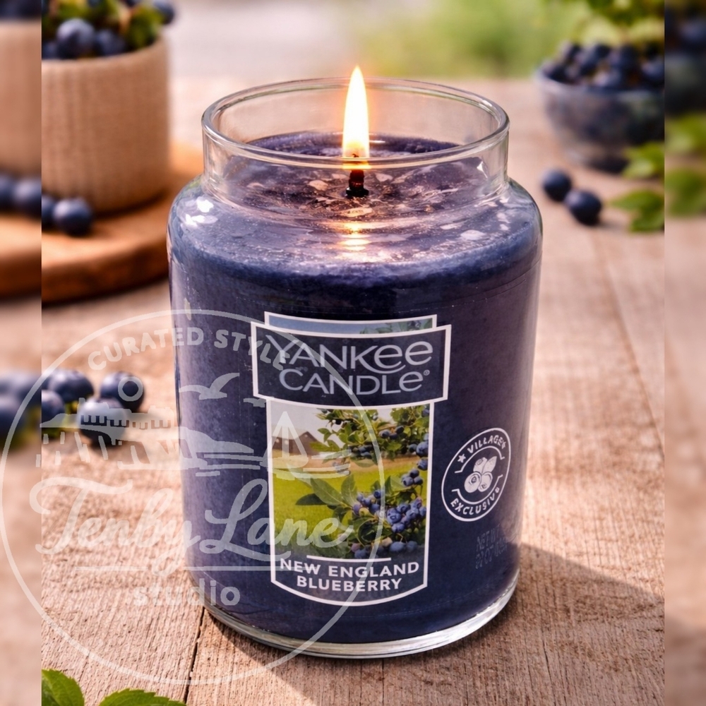 Yankee Candle New England Blueberry 22oz Large Jar Village Exclusive Labels Vary